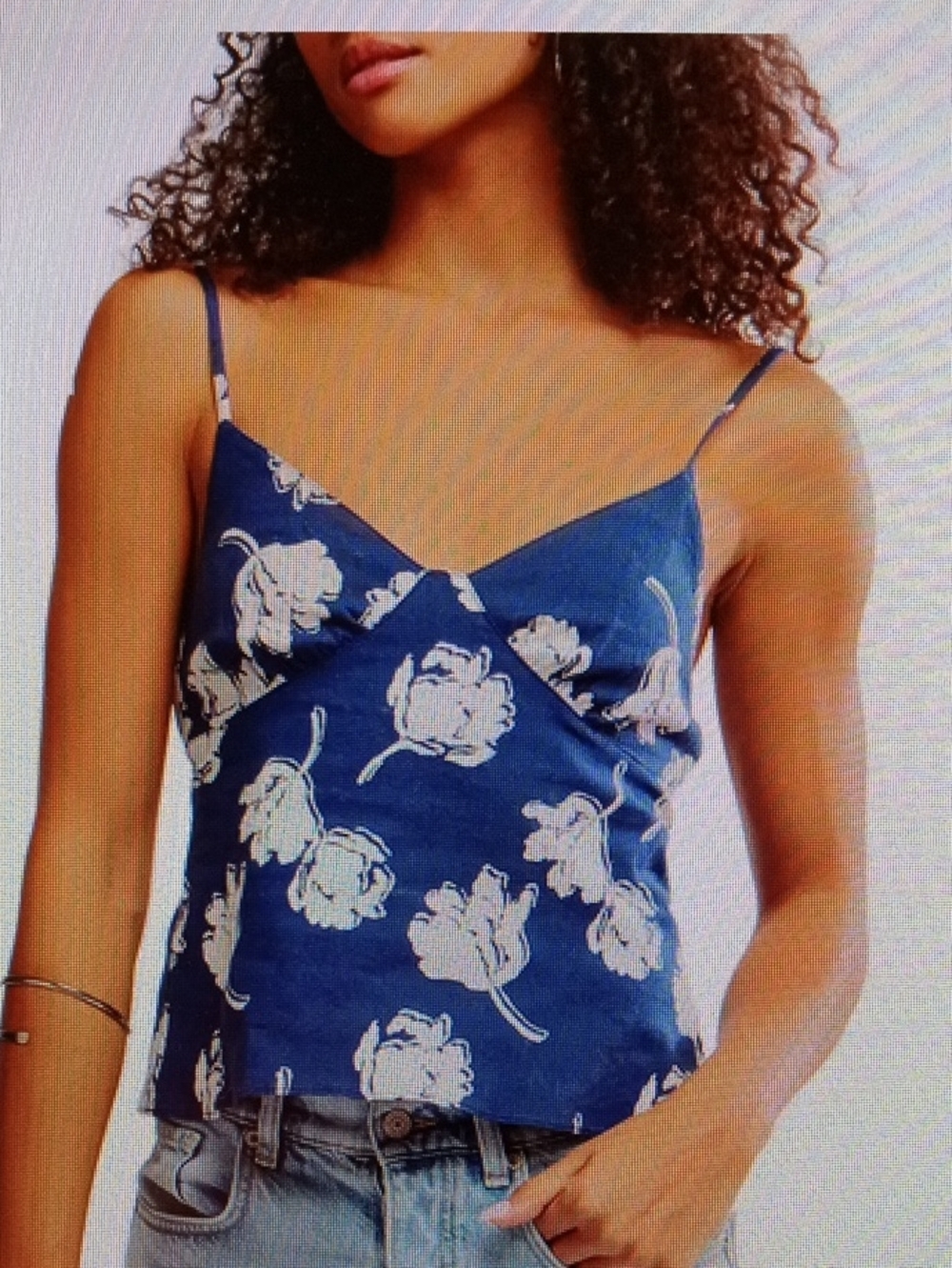 Free People Women’s Navy Blue Floral Cami Top